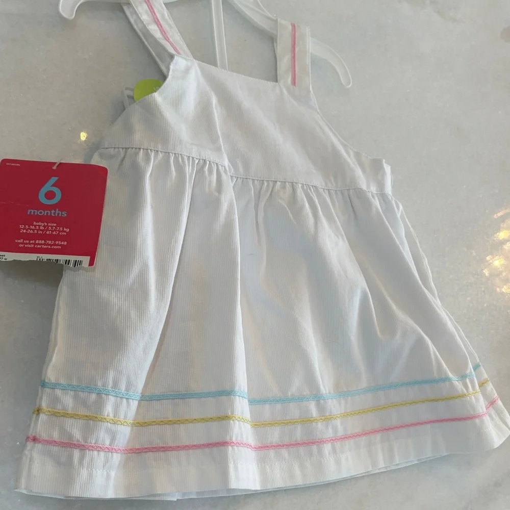 Carter's White Dress, Bloomers Pink Bunny and Floral Embroidery 6 m